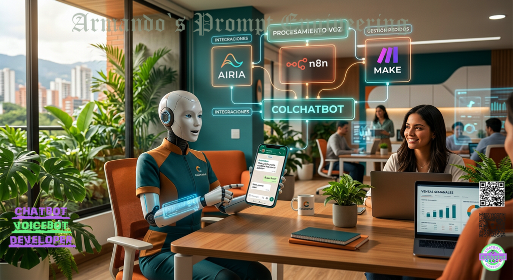 Tendencias AI 2026 Airia n8n Make con Colchatbot para Agentes y Voice Bots 